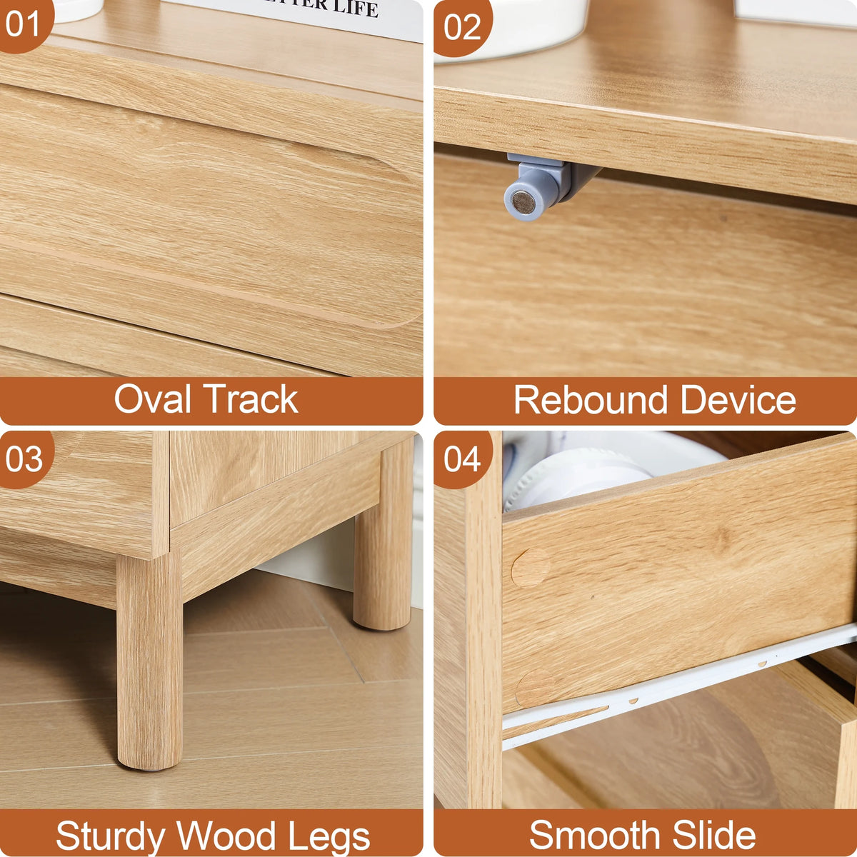 MIYZEAL Modern Wood Chest of 3 Drawers Bedroom Dresser, Wide Storage Cabinet & Contemporary Nightstand for Adults Walnut Finish Bedside Furniture