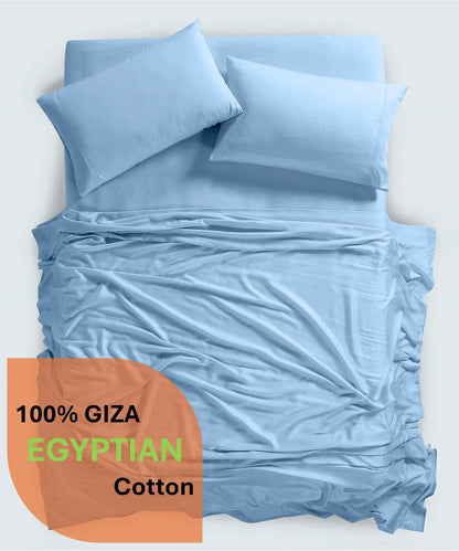 600 Thread Count, 100% Giza Egyptian Cotton Bedding Set, 4-PC Sheets Set, 15 Inch Deep Pocket of Fitted Sheet, Soft Sateen Weave Breathable - Black, Twin