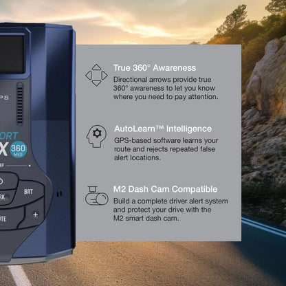 Escort MAX 360 MKII Bluetooth Radar Detector (Blue Edition), 360�� Awareness, Exceptional Range, Apple CarPlay & Android Auto