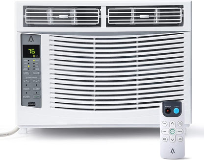 GAOMON 6000 BTU Window Air Conditioner, Cools Up to 350 Sq. Ft, Window AC Unit with Remote, 3 fan speeds, Sleep mode, Auto Restart, 24H Timer Window Air Conditioner, 115V/60Hz, White