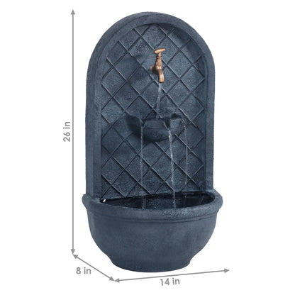 Sunnydaze Messina Polystone Outdoor Solar Wall Fountain, Bronze