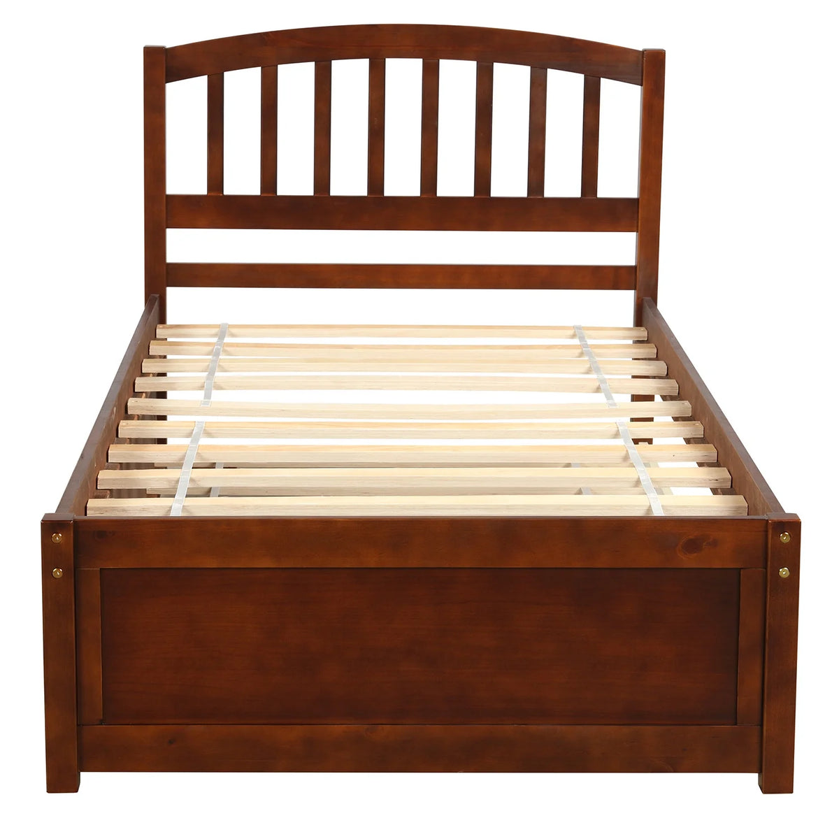 Aukfa Twin Platform Bed with Trundle - Trundle Bed with Headboard for Kids Teens - White