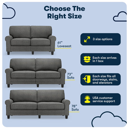 Serta Copenhagen 78" Rolled Arm Sofa with Removable Covers Dark Brown