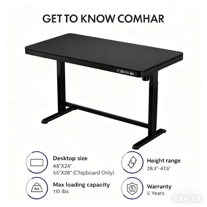 FLEXISPOT 48" W Home Office Height Adjustable Standing Desk White and Maple with USB Charge Ports and Embedded Drawer