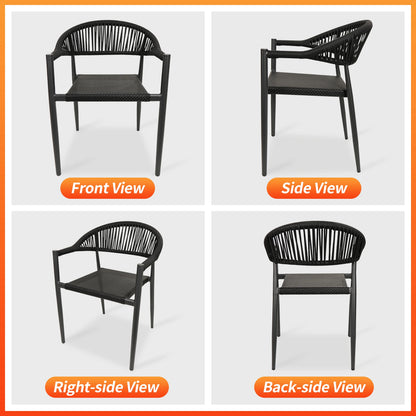 Vmopu New Set of 4 Gray Outdoor  Stackable Dining Chair, PE Rattan for Bistro Restaurant Garden