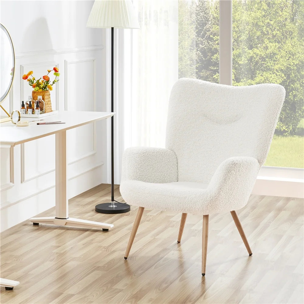 Alden Design Mid-Century Modern Faux Leather Wingback Accent Chair, Brown