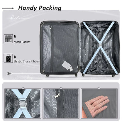 3 Piece Navy Luggage Travel Set, 20" 24" 28" Carry on Luggage with Spinner Wheels, Lightweight Hard Case Luggage Travel Suitcase Christmas Gifts for Business Trip Holiday Travel Cruise