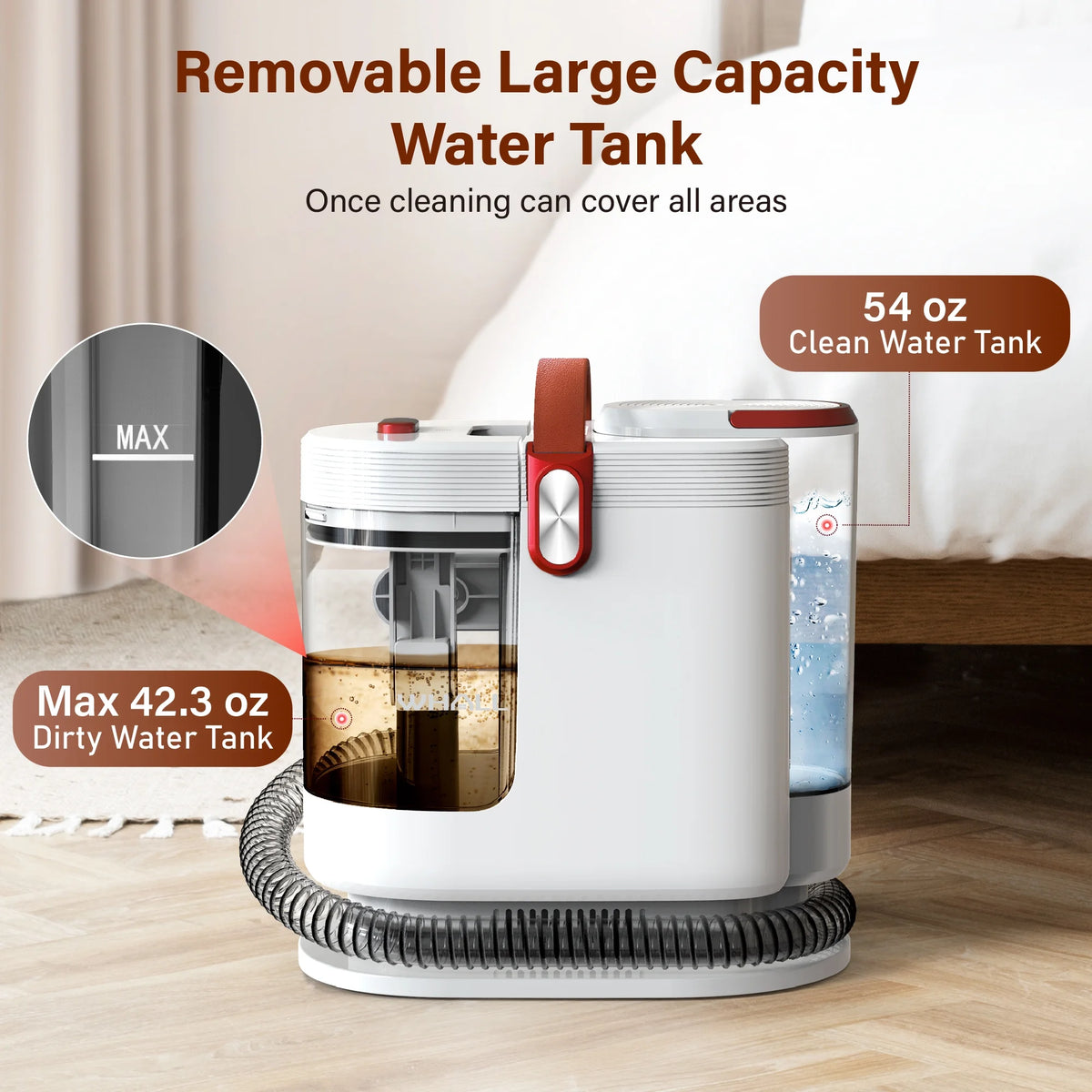 WHALL Portable Carpet Cleaner Machine with Wide Path Tool, Self-Cleaning for Pet Stains and Seats