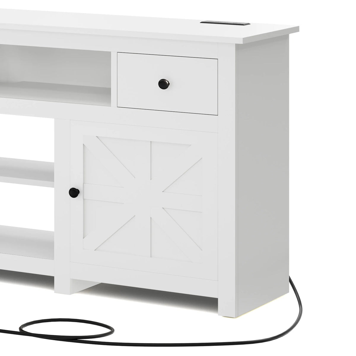 Uforic Farmhouse TV Stand for 75/80 Inch TV, Rustic Entertainment Center with Power Outlet, Storage Drawers, TV Console for Living Room, Oak