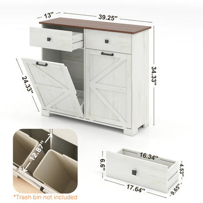 TrumanPick 61"H Large Buffet Sideboard Cabinet, TV Cabinet, Kitchen Pantry for Dining Room, Living Room, 61.3''L x 15''W x 29.8''H, White/Walnut