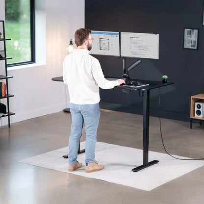 VIVO Reclaimed Wood / Black 63�?x 32�?Electric Height Adjustable Stand Up Desk