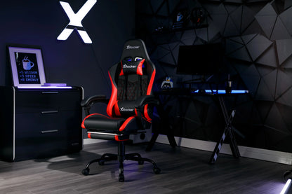 X Rocker Apex PC Gaming Chair with Massage Function and Footrest, Red
