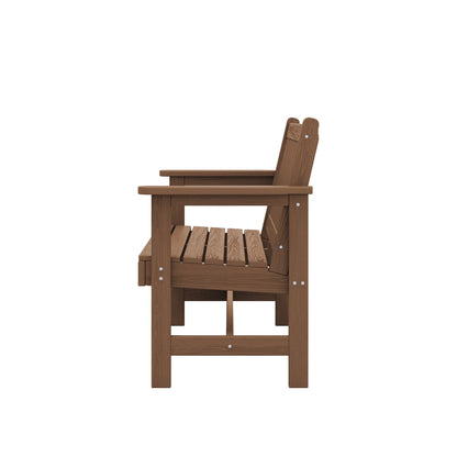 SERWALL Outdoor Bench for 2-Person, Weather-Resistant HDPE with Aluminum Reinforcement, Supports 660 lbs, Comfortable Seating for Patio, Garden, and Porch, Black