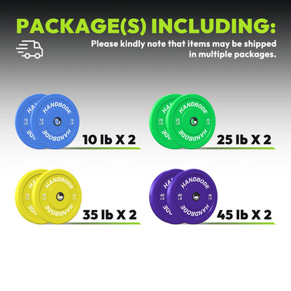HANDBODE Bumper Plates Olympic Weight Plates, Colored Rubber plate for Weight Lifting and Strength Training 140LB
