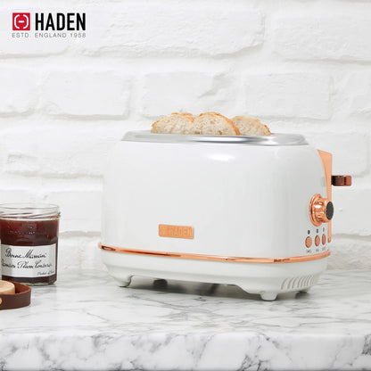 Haden Heritage 1.7 Liter Electric Kettle with 2 Slice Bread Toaster, White
