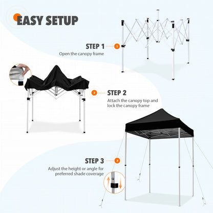 EAGLE PEAK 5x5 Pop Up Canopy Tent Instant Outdoor Canopy Easy Set-up Straight Leg Folding Shelter（Blue）