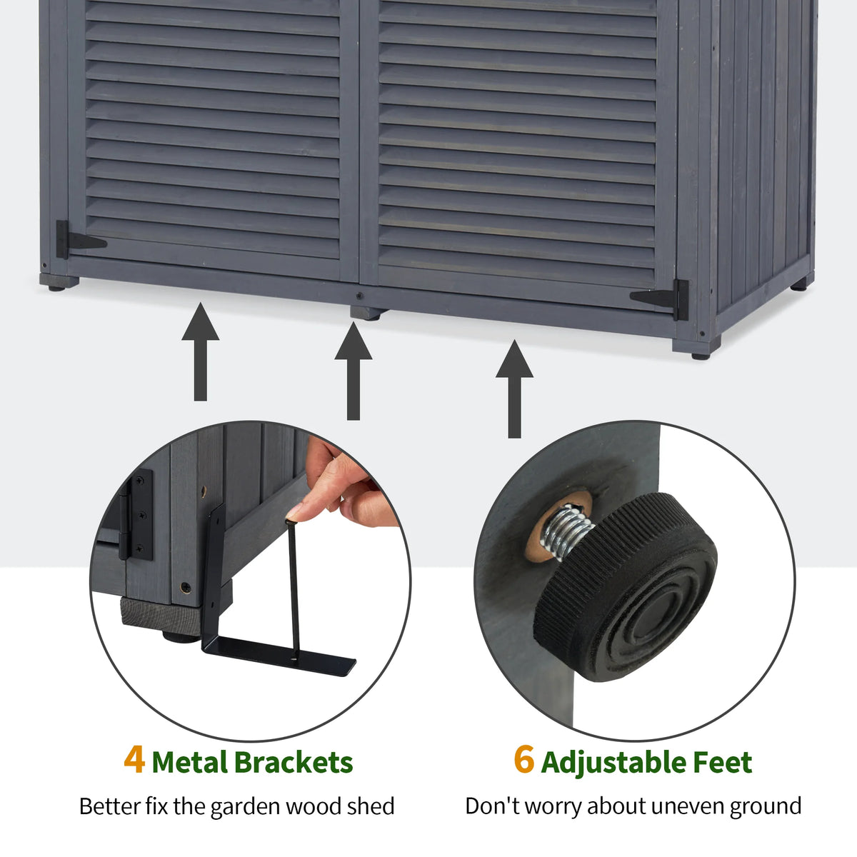 MCombo Outdoor Wood Storage Cabinet, Garden Tool Shed 1900