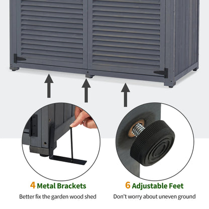 MCombo Outdoor Wood Storage Cabinet, Garden Tool Shed 1900