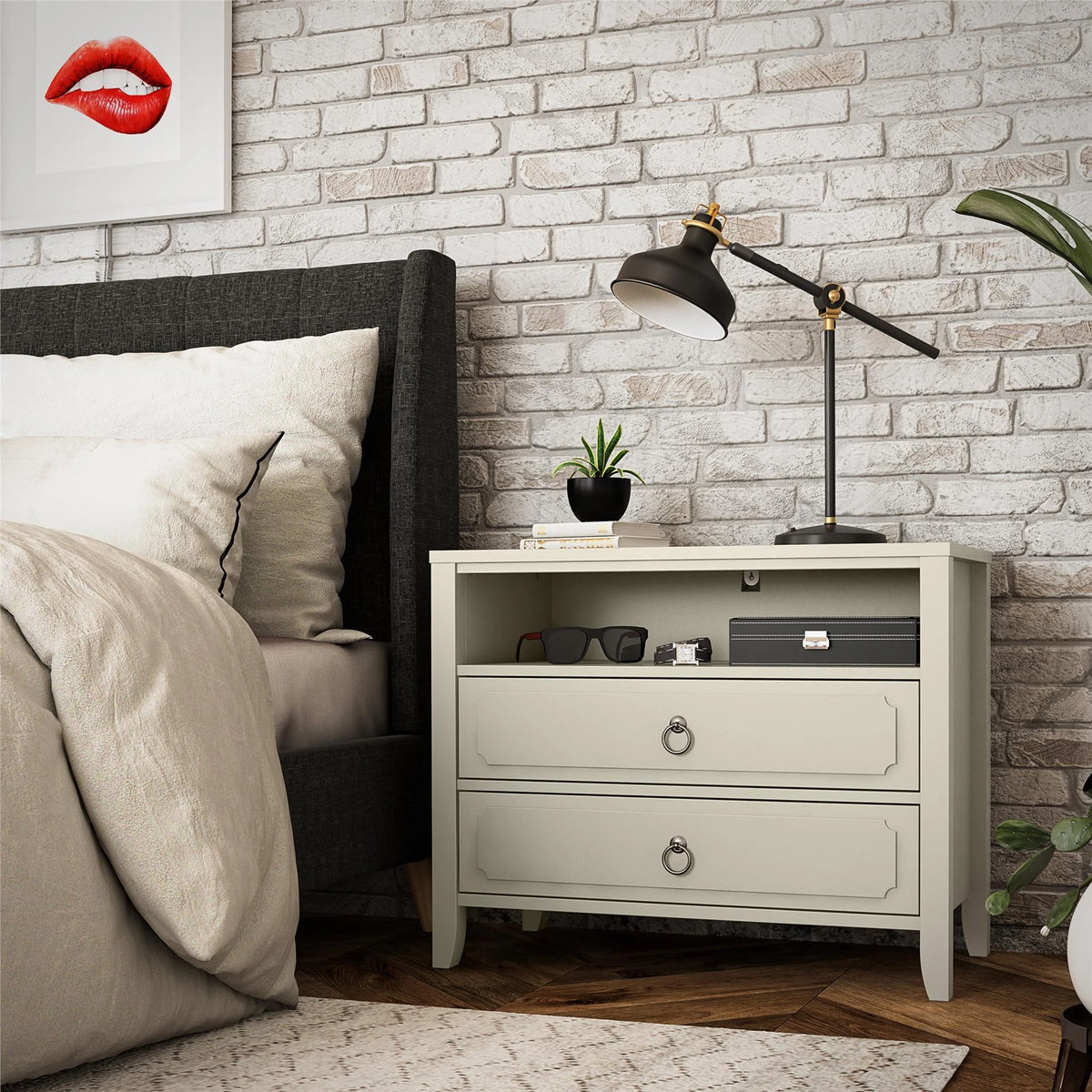 Her Majesty 2 Drawer Nightstand, Mustard Yellow