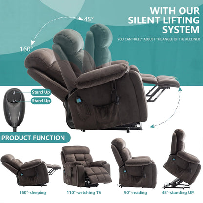 uhomepro Oversized Massage Recliner Chair with Heat, Large Electric Power Lift Recliner Chair for Big and Tall and Elderly with Hidden Cup Holder, 5 Vibration Modes, 330lb, Dark Brown