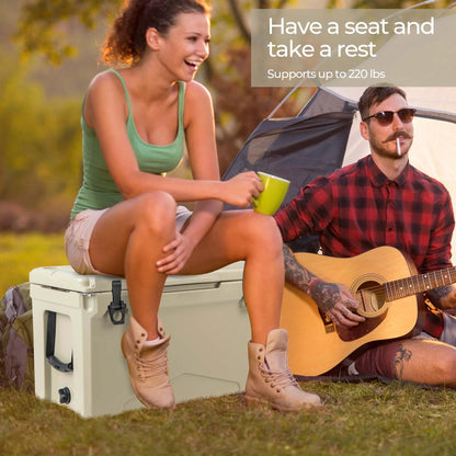 Costway 50 QT Rotomolded Cooler Portable Ice Chest Ice Retention for 5-7 Days Tan