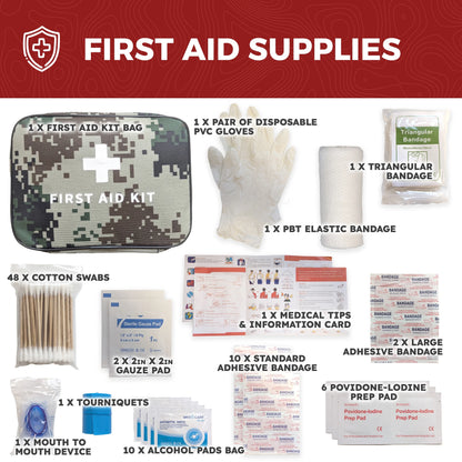 Pre-Packed Emergency Survival Kit/Bug Out Bag for 2 - Over 175 Total Pieces of Disaster Preparedness Supplies for Hurricanes, Floods, Earth Quakes & Other Disasters, Black