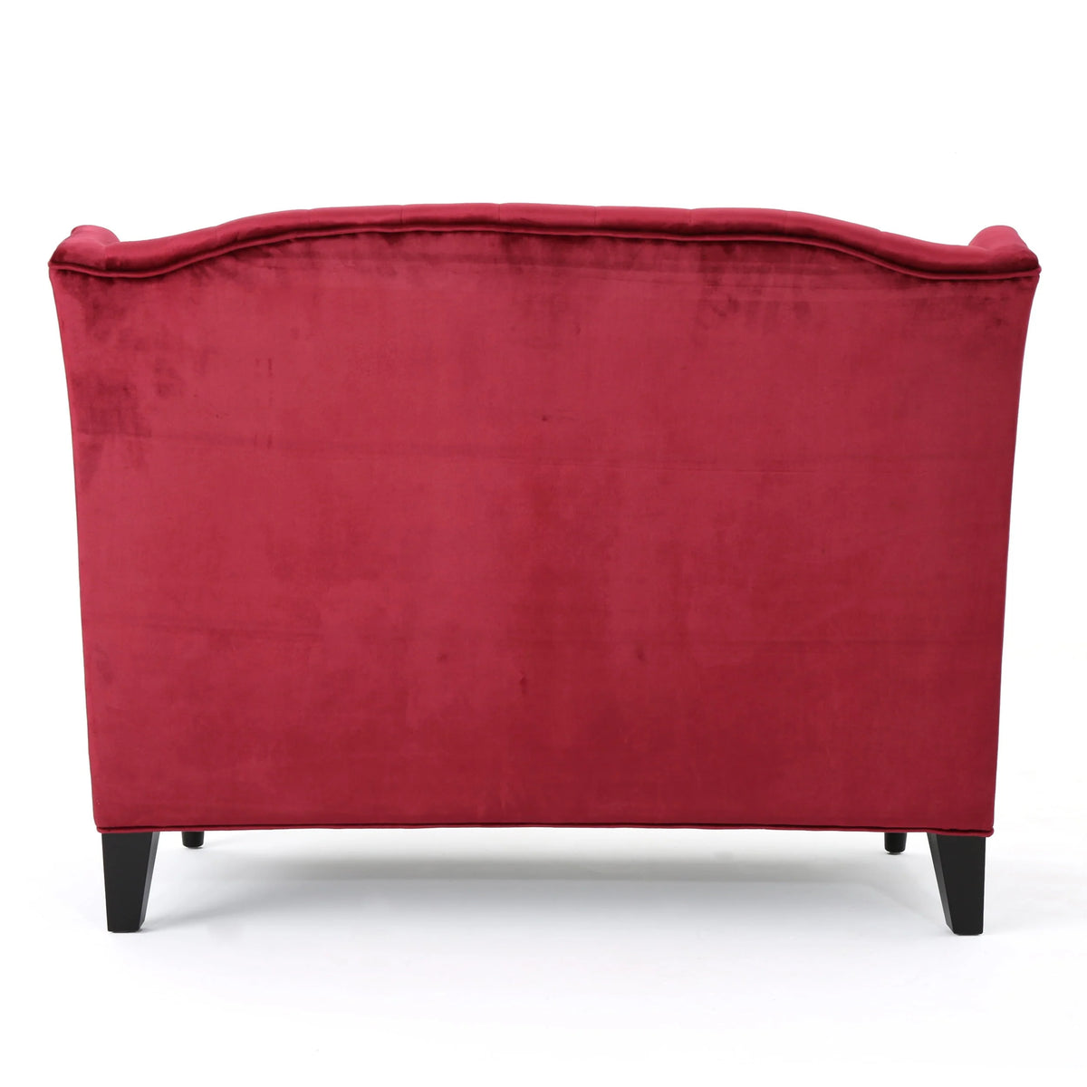 GDF Studio Leona Modern Glam Tufted Velvet Wingback Loveseat, Wine and Dark Brown