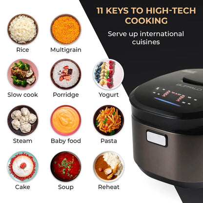 Buffalo White IH SMART COOKER, Rice Cooker and Warmer, 1 L, 5 cups of rice, Non-Coating inner pot, Efficient, Multiple function, Induction Heating (5 cups)