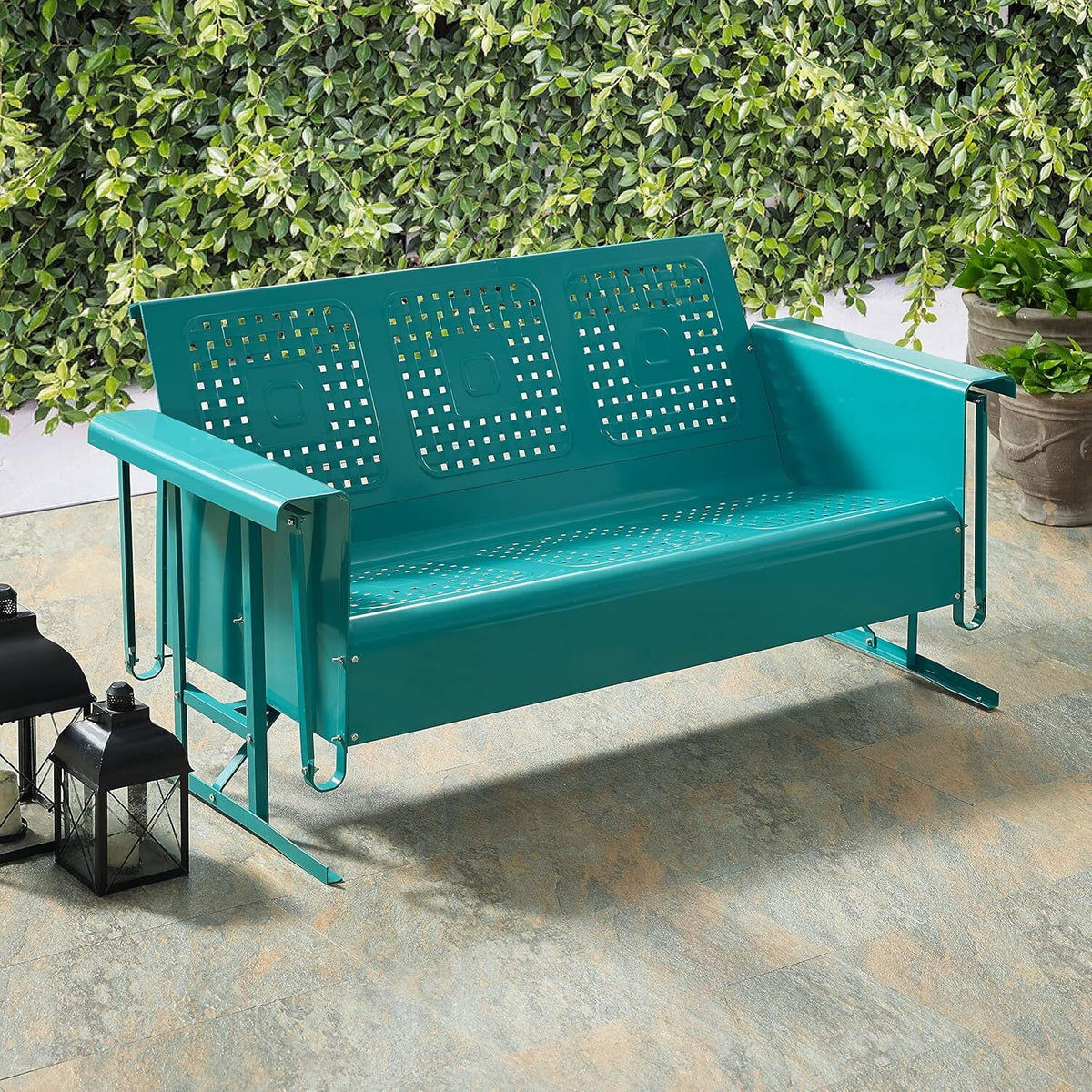 BATES METAL SOFA GLIDER IN TURQUOISE