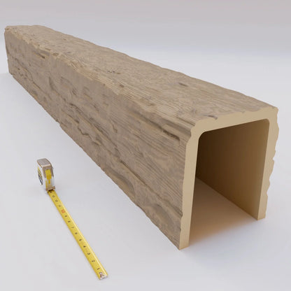 Ekena Millwork 3 1/2"W x 3 1/2"H x 120"L 3-Sided (U-Beam) Salvaged Timber HeritageTimber Faux Wood Ceiling Beam, Kona Brown