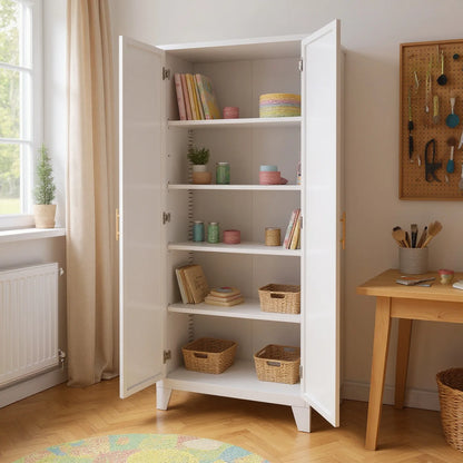 Homy Casa 70.8" White Tall Storage Cabinet with 4 Adjustable Shelves for Kitchen, Pantry Cupboard