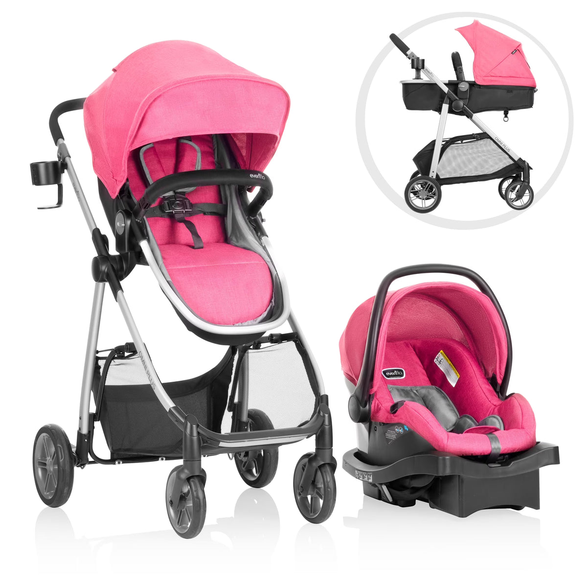 Evenflo Omni Plus Modular Travel System with LiteMax Sport Infant Car Seat, Mylar Gray, Unisex