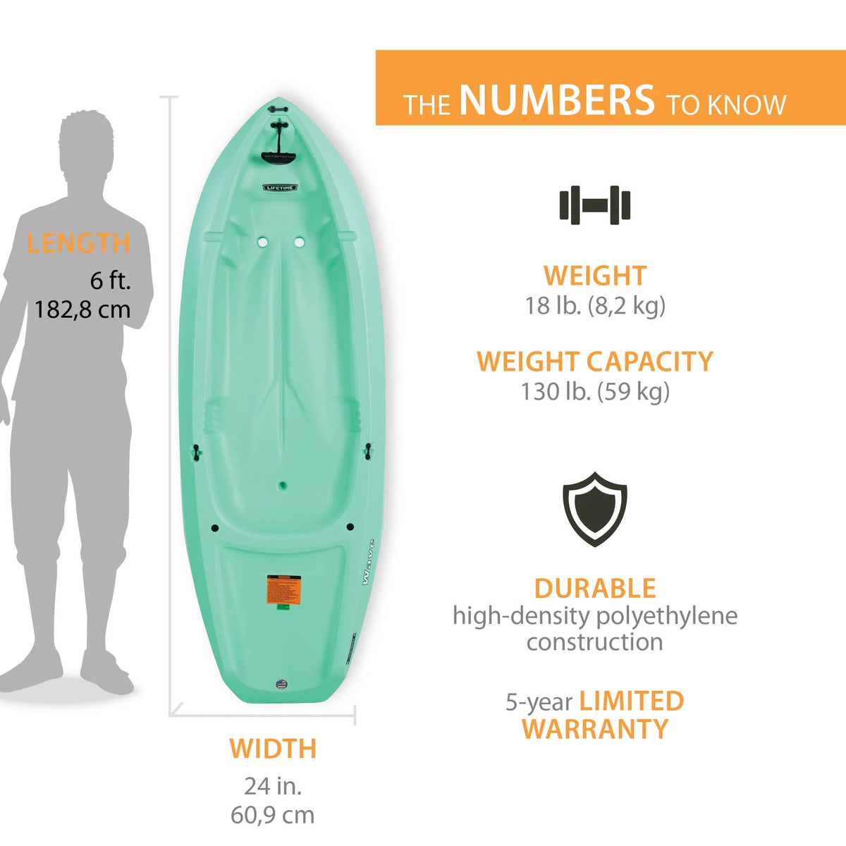 Lifetime Wave 6 ft Youth Kayak, Fire Red (91401)