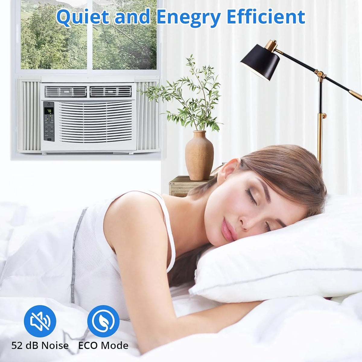 GAOMON 6000 BTU Window Air Conditioner, Cools Up to 350 Sq. Ft, Window AC Unit with Remote, 3 fan speeds, Sleep mode, Auto Restart, 24H Timer Window Air Conditioner, 115V/60Hz, White