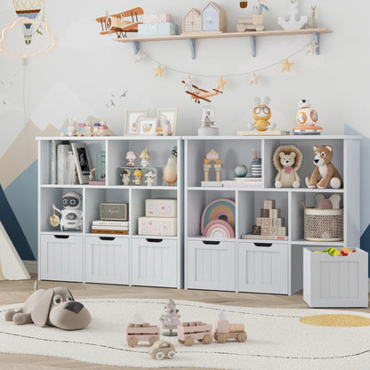 Homfa Toy Storage Organizer with 3 Movable Drawers, 5 Cube Kids Bookcase for Playroom, Storage Cabinet for Living Room, White Finish