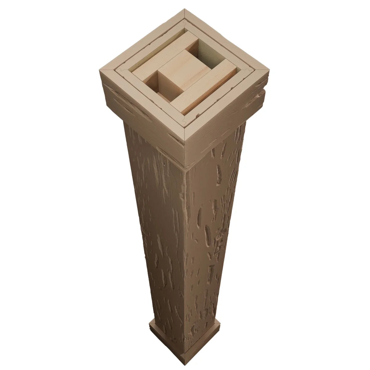 Ekena Millwork 18"W x 5'H Hand Hewn Endurathane Faux Wood Non-Tapered Square Column Wrap with Standard Capital & Base