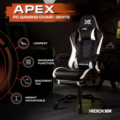 X Rocker Apex PC Gaming Chair with Massage Function and Footrest, Red