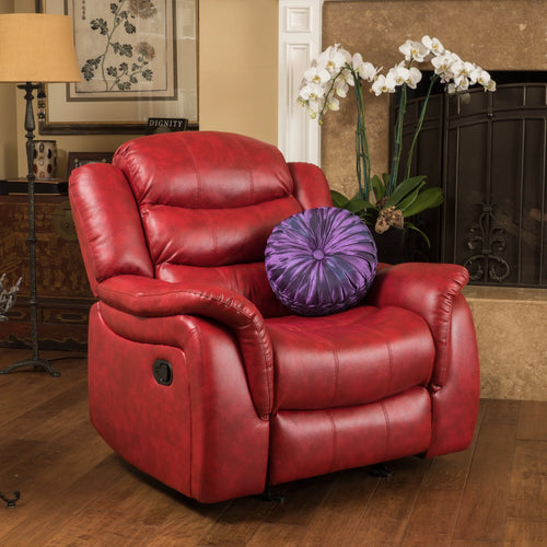 Noble House Haden Faux Leather Glider Recliner, Red