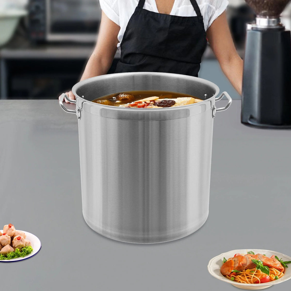 33/52 Quart Stock Pot Stainless Steel Large Kitchen Soup Big Cooking Restaurant for Hotels, Restaurants, Homes