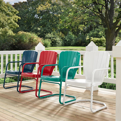 Crosley Ridgeland 2Pc Outdoor Metal Armchair Set - 2 Chairs-Color:Bright Red Gloss