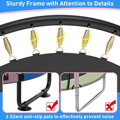 CITYLE Trampoline for Kids 600LBS 60'' 5FT Toddler Trampoline Indoor Outdoor with Basketball Hoop, Swing, Adjustable Bar, Mini Small Trampoline with Enclosure, Gifts for Toddlers, Boys & Girls