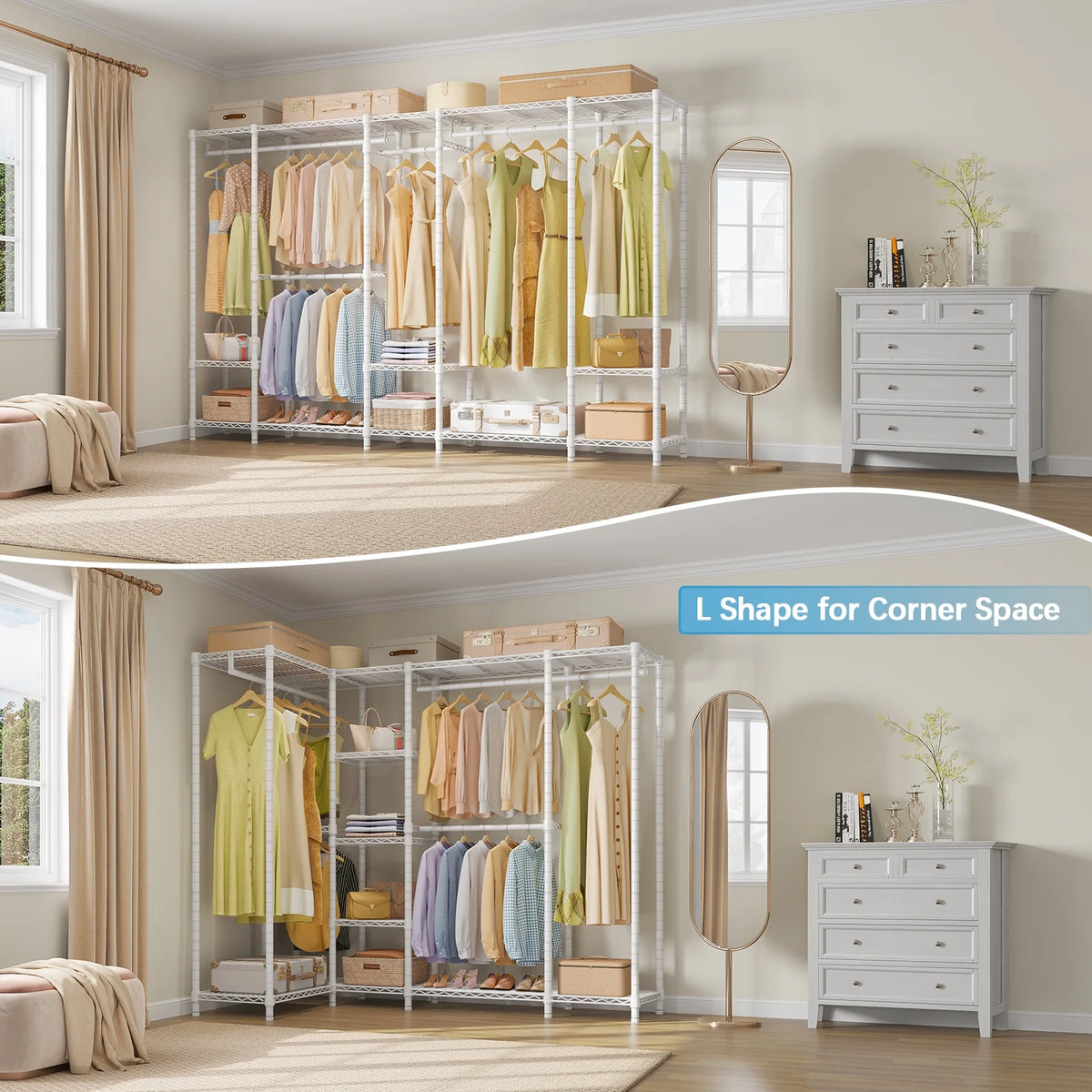 VIPEK V50 Extra Large Portable Closet Rack Bedroom Armoire Freestanding Wardrobe Closet, Heavy Duty Clothes Rack Multi-Functional Metal Clothing Rack for Hanging Clothes, Max Load 1300lbs, Black