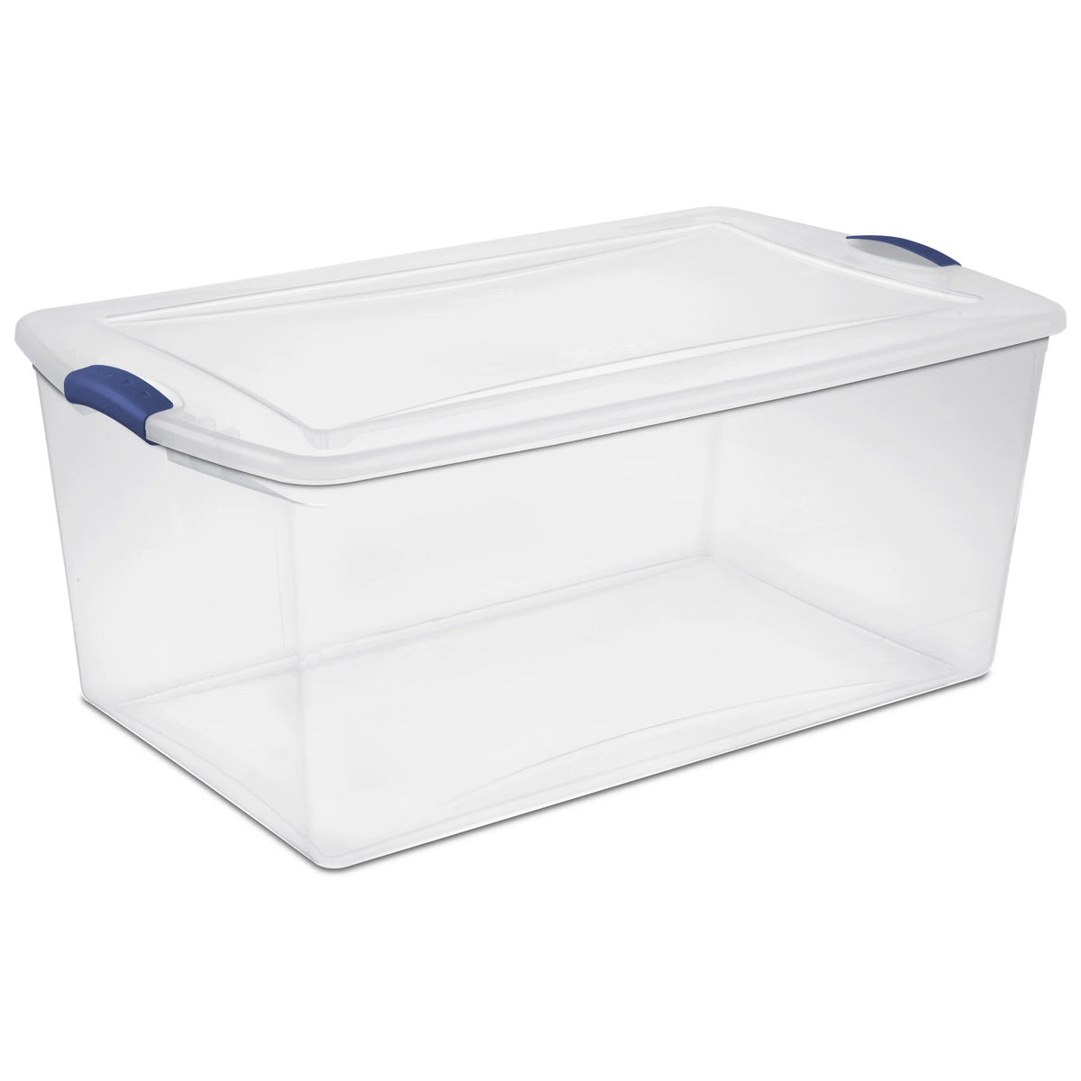 Sterilite 105 Quart Latch Box, Clear Plastic Storage Bin with Clear Lid, Blue, 4 Count