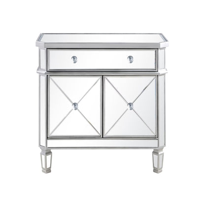Elegant Lighting Side Cabinet Contemporary Silver Clear Brushed Steel Mirror Solid Wood Mirrors