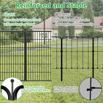 Txh001 Metal Garden Fence 28ft(L)��40in(H) Animal Barrier Metal Decorative Garden Fencing with Gate