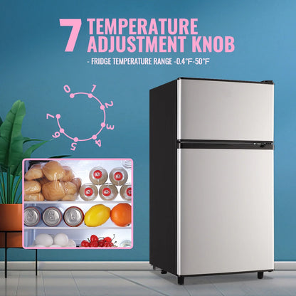 WANAI 3.5 Cubic feet Small Refrigerator with Freezer on Top Double Door Mini Fridge New White