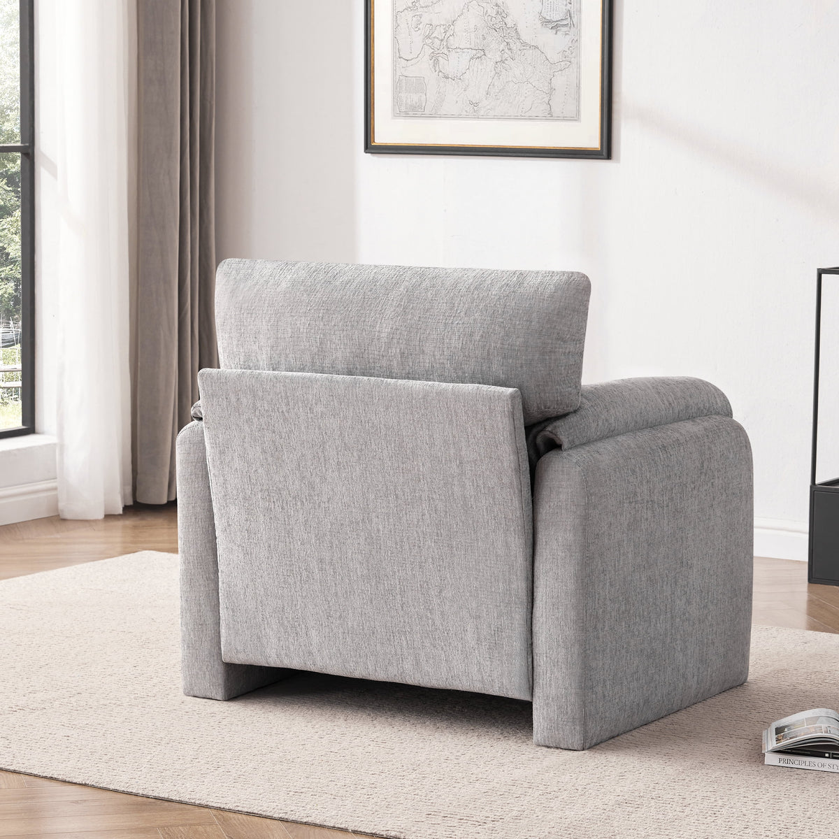 Chenille Oversized Armchair, 38.6" Wide Accent Chairs for Living Room & Bedroom Modern Lounge Chair, Upholstered Mid-Century Reading Chair, Comfy Living Room Chair, Single Sofa Chair, Beige