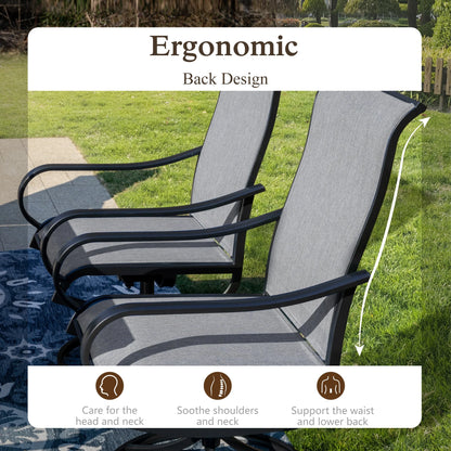 Sophia & William 7 Piece Outdoor Patio Dining Set Highback Textilene Chairs and Metal Table Furniture Set for 6, Blue