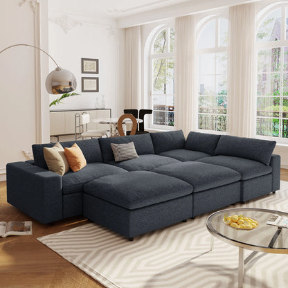Harper & Bright Designs Convertible Modular Sectional Sofa with 2 Removable Ottomans & Pillows, Large U Shape Cloud Couch with Reversible Chaise for Living Room, Grey