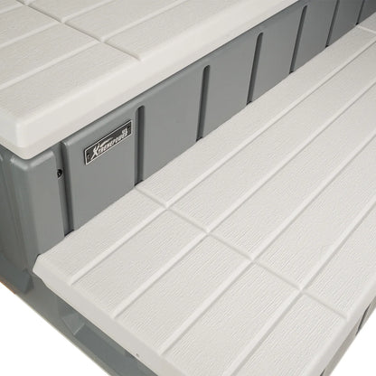 XtremepowerUS Hot Tub Steps With Storage, Spa Step, 36" Length, Camper/Deck Steps, Anti-Slip Brown
